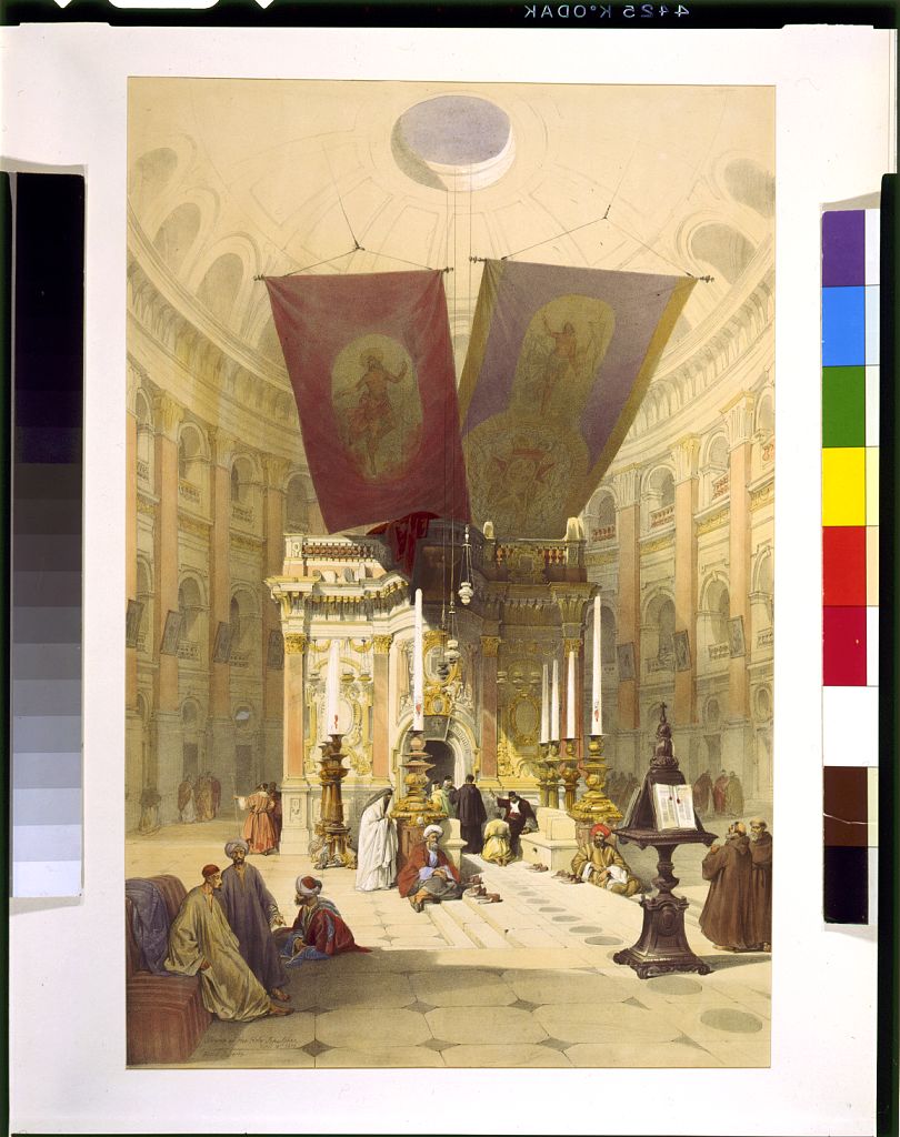 Ngôi mộ và khách hành hương tại Mộ Thánh — tranh của David Roberts, 1839